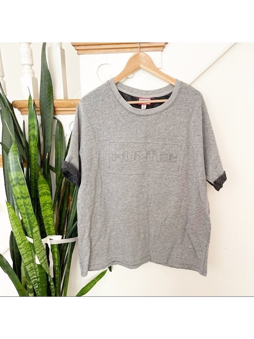 HUNTER x Targer Gray short sleeves blouse logo M